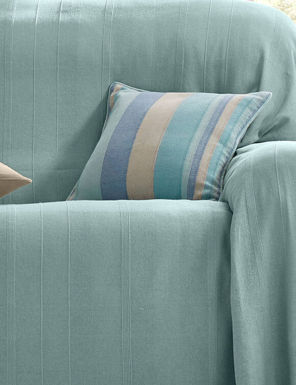 Housse coussin multicolore coton tissage artisanal - lot de 2 (céladon) Housse coussin multicolore coton tissage artisanal - lot de 2 (céladon)